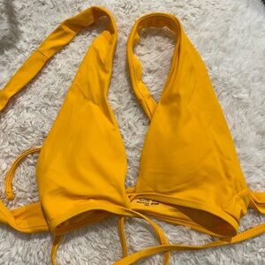 Aerie Vibrant Yellow Bikini wrap Top worn/tied 3 ways